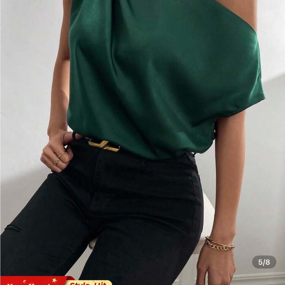 SHEIN Emerald Off-Shoulder Blouse